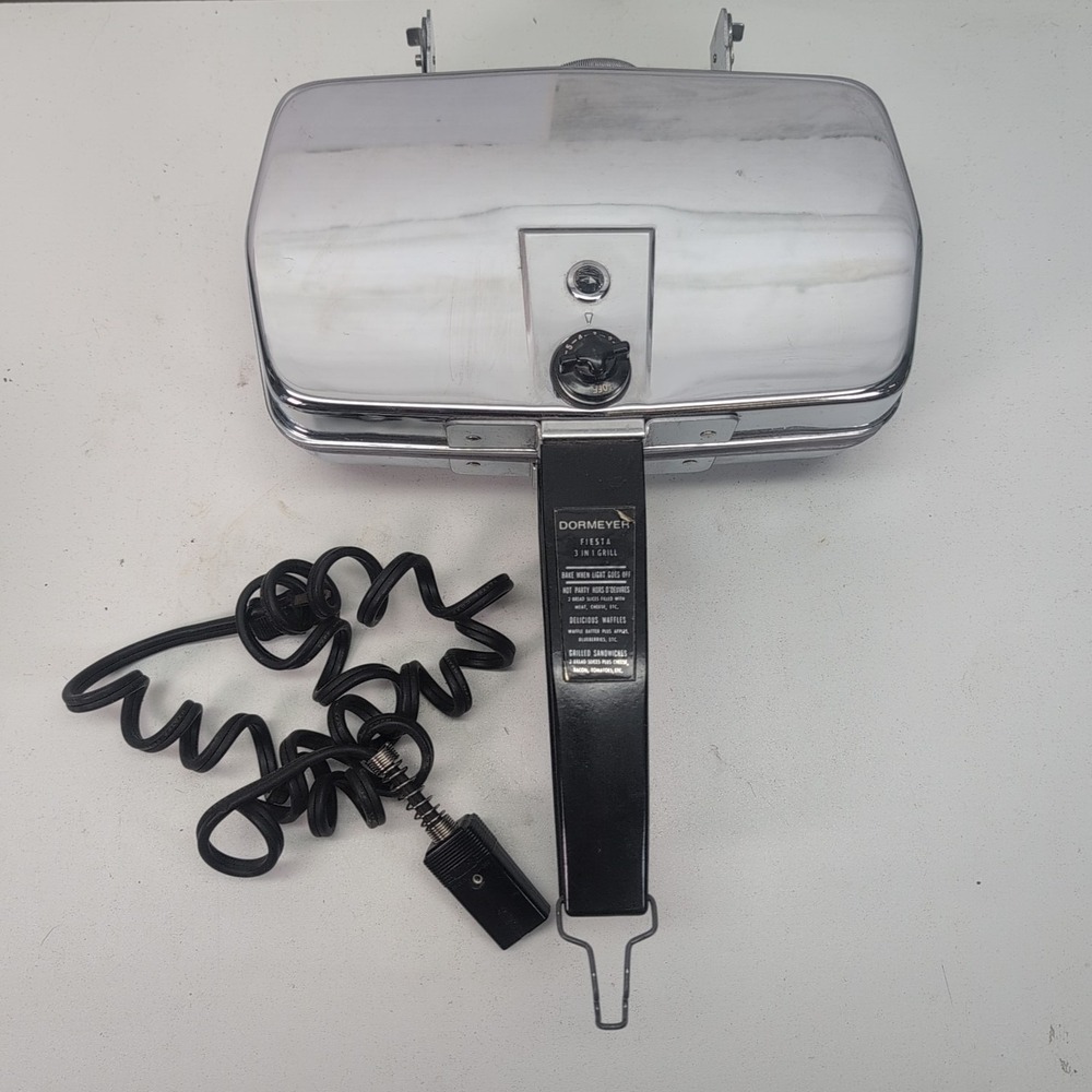 Vintage Dormeyer Fiesta‎ 3-in-1 Grill Waffle Maker Sandwich Maker Chrome